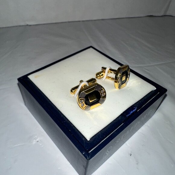 Stafford Essentials Gold & Black Cufflinks & Tie Bar Set - Picture 6 of 7